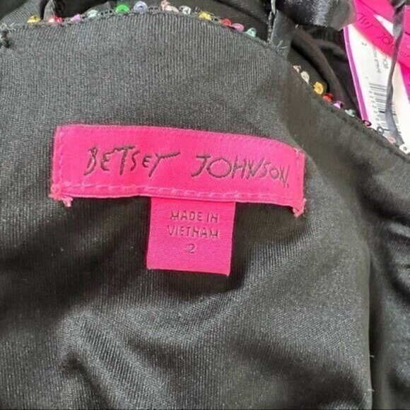 Betsey Johnson Womens Sheath Dress Multicolor Size 2 Sequin Striped Surplice - Picture 9 of 12